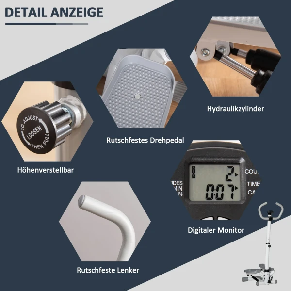 Stepper thuis trainer met lcd scherm, instelbare snelheid, metaal abs, 55 x 53 x 118 128 cm 5