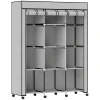 Stoffen kast, opbergoplossing, 8 planken, 2 kledingstangen, grijs 1