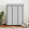 Stoffen kast, opbergoplossing, 8 planken, 2 kledingstangen, grijs 10