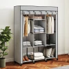 Stoffen kast, opbergoplossing, 8 planken, 2 kledingstangen, grijs 2