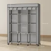 Stoffen kast, opbergoplossing, 8 planken, 2 kledingstangen, grijs 4