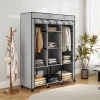 Stoffen kast, opbergoplossing, 8 planken, 2 kledingstangen, grijs 8