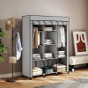 Stoffen kast, opbergoplossing, 8 planken, 2 kledingstangen, grijs 9