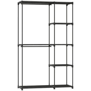 Stoffenkast kledingkast met kledingstang, planken, voor slaapkamer, kleedkamer, 111 x 43 x 185 cm, zwart 1