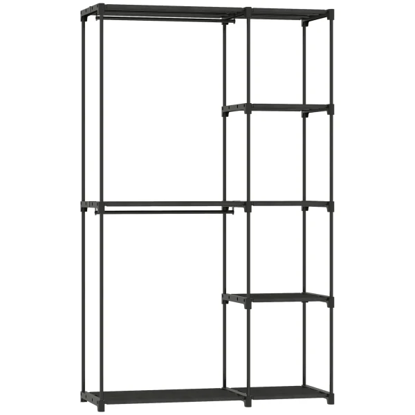 Stoffenkast kledingkast met kledingstang, planken, voor slaapkamer, kleedkamer, 111 x 43 x 185 cm, zwart 1