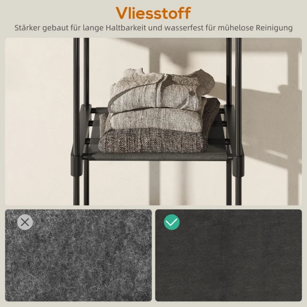 Stoffenkast kledingkast met kledingstang, planken, voor slaapkamer, kleedkamer, 111 x 43 x 185 cm, zwart 7