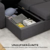 Verstelbare bedbank, l vormige logeerbank met bedfunctie, opslagruimte, kussens, voor woonkamer, gastenkamer, donkergrijs 7