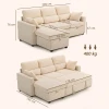 Verstelbare bedbank, l vormige logeerbank met bedfunctie, opslagruimte, kussens, voor woonkamer, logeerkamer, beige 4