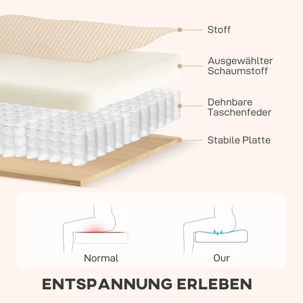 Verstelbare bedbank, l vormige logeerbank met bedfunctie, opslagruimte, kussens, voor woonkamer, logeerkamer, beige 8