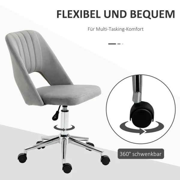 Verstelbare bureaustoel op wielen, 360° draaibaar, jakobsschelpvorm, schuimstof, 49 x 60 x 79 91 cm, grijs 7