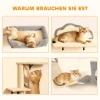 Wandgemonteerd krabpaal set, sisal kraboppervlakken, 4 delen, voor 1 3 katten, beige 7
