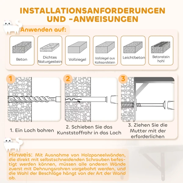 Wandgemonteerd krabpaal set, sisal kraboppervlakken, 4 delen, voor 1 3 katten, beige 8
