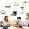Wandgemonteerd krabpaal set, sisal kraboppervlakken, 4 delen, voor 1 3 katten, beige 9