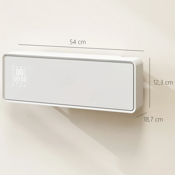 Wandgemonteerde 2000w keramische elektrische verwarming, ventilator, thermostaat, timer, afstandsbediening, glazen paneel, wit 4