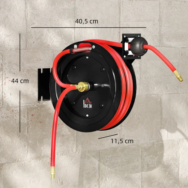 Wandgemonteerde tuinslanghaspel, automatisch terugtrekken, 20 bar waterdruk, 15+1 m waterslang, metaal 4
