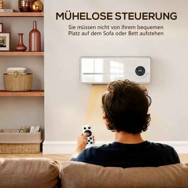 Wandmontage verwarmingstoestel 2000w keramische wandverwarming met ventilator, afstandsbediening, 2 verwarmingsmodi, led display 9