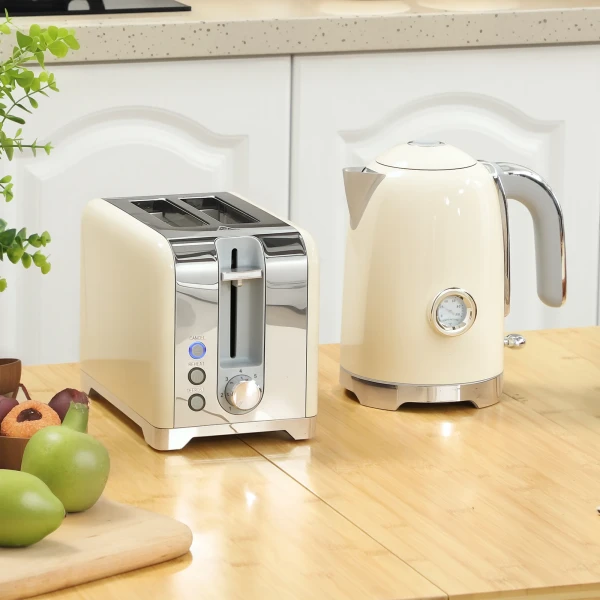 Waterkoker en broodrooster set, 2200w, 7 bruiningsniveaus, versch. functies, crème 2