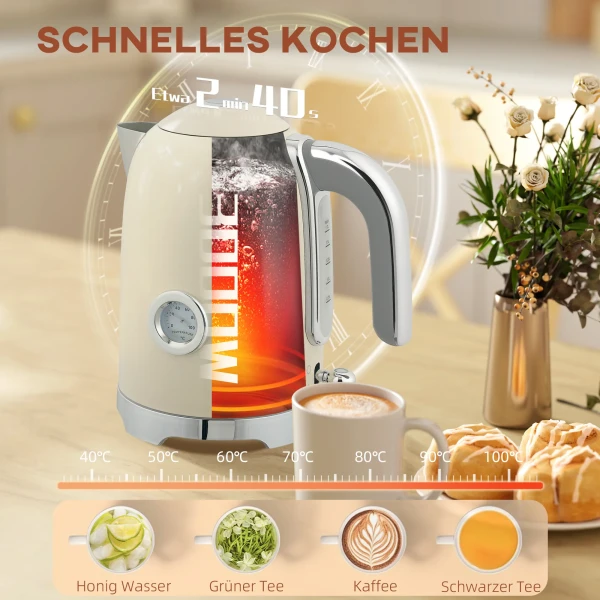 Waterkoker en broodrooster set, 2200w, 7 bruiningsniveaus, versch. functies, crème 5