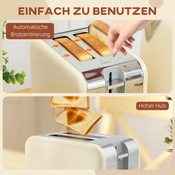 Waterkoker en broodrooster set, 2200w, 7 bruiningsniveaus, versch. functies, crème 9