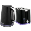 Waterkoker en broodrooster set, 2200w, otter thermostaat, 2 sleuf broodrooster, 7 bruiningsniveaus, kruimellade, zwart 1