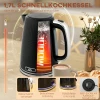 Waterkoker en broodrooster set, 2200w, otter thermostaat, 2 sleuf broodrooster, 7 bruiningsniveaus, kruimellade, zwart 5