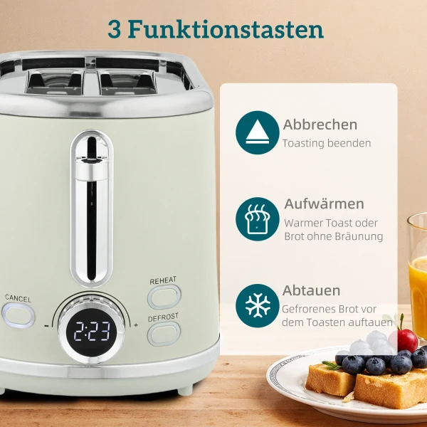 Waterkoker en broodrooster set, led display, 1,7 liter, 2200w, retro ontwerp, geheugenfunctie, grijs 9