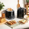 Waterkoker en broodrooster set, led display, 1,7 liter, 2200w, retro ontwerp, geheugenfunctie, zwart 2