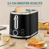 Waterkoker en broodrooster set, led display, 1,7 liter, 2200w, retro ontwerp, geheugenfunctie, zwart 7