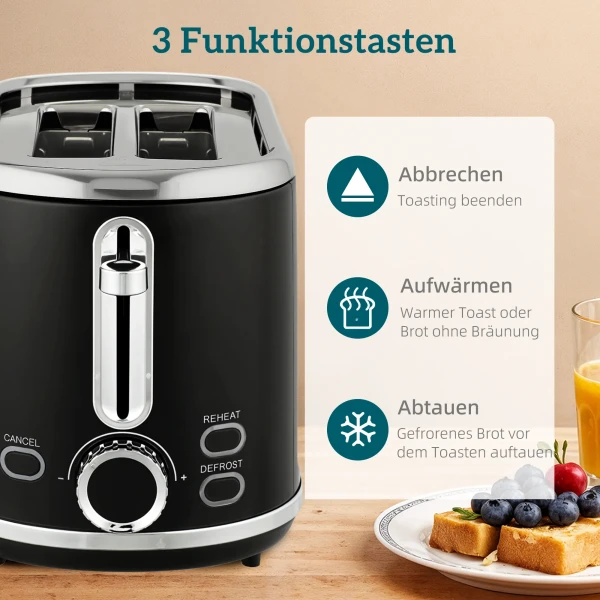 Waterkoker en broodrooster set, led display, 1,7 liter, 2200w, retro ontwerp, geheugenfunctie, zwart 9