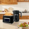 Waterkoker en broodrooster set met led touchscreen, 1,7 l, 2 broodroostersleuven, verschillende modi en functies, zwart 10