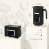 Waterkoker en broodrooster set met led touchscreen, 1,7 l, 2 broodroostersleuven, verschillende modi en functies, zwart 4