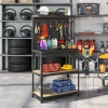 Werkbank 80 x 40,5 x 155 cm werkbank met perforatiebord, haken, lade, 2 planken voor werkplaats zwart 2