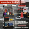 Werkbank 80 x 40,5 x 155 cm werkbank met perforatiebord, haken, lade, 2 planken voor werkplaats zwart 6
