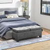 Zitbank met opbergruimte, gestoffeerde bank met linnenlook, gepolsterde opbergdoos tot 180kg belastbaar, voor gang, slaapkamer, woonkamer, 116x41x47 cm, grijs 2