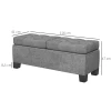 Zitbank met opbergruimte, gestoffeerde bank met linnenlook, gepolsterde opbergdoos tot 180kg belastbaar, voor gang, slaapkamer, woonkamer, 116x41x47 cm, grijs 4