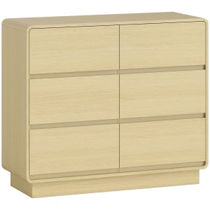 100 Cm Dressoir, Buffetkast Met 6 Lades, Commode Voor Keuken, Woonkamer, Eetkamer, Natuurhout