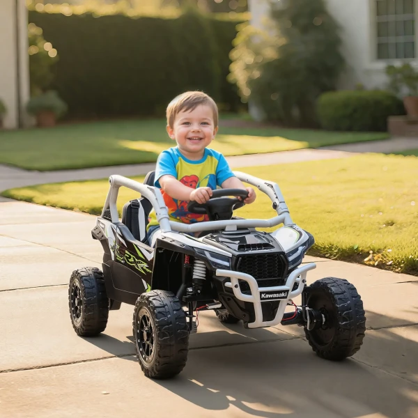 12V Elektrisch Terreinvoertuig Voor Kinderen, Afstandsbediening, LED Lampen, Muziek, Toeter, Voor Kinderen Van 3 8 Jaar, Grijs