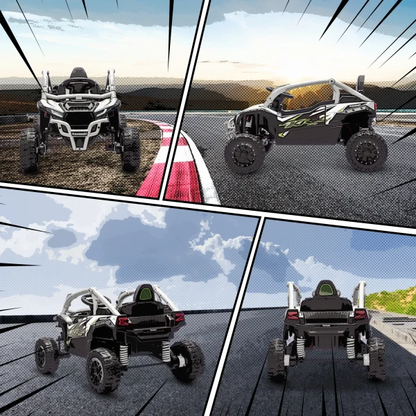 12V Elektrisch Terreinvoertuig Voor Kinderen, Afstandsbediening, LED Lampen, Muziek, Toeter, Voor Kinderen Van 3 8 Jaar, Grijs