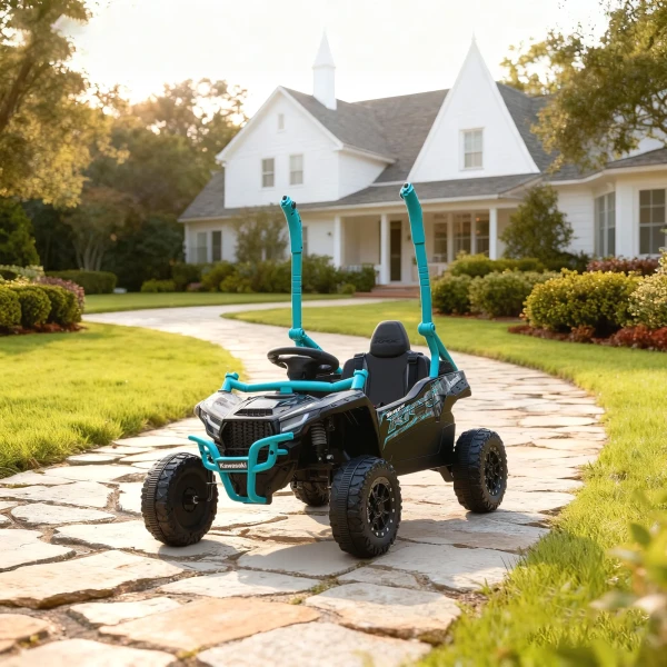 12V Elektrisch Terreinvoertuig Voor Kinderen, Afstandsbediening, LED Lichten, Muziek, Toeter, Voor Kinderen Van 3 8 Jaar, Blauw