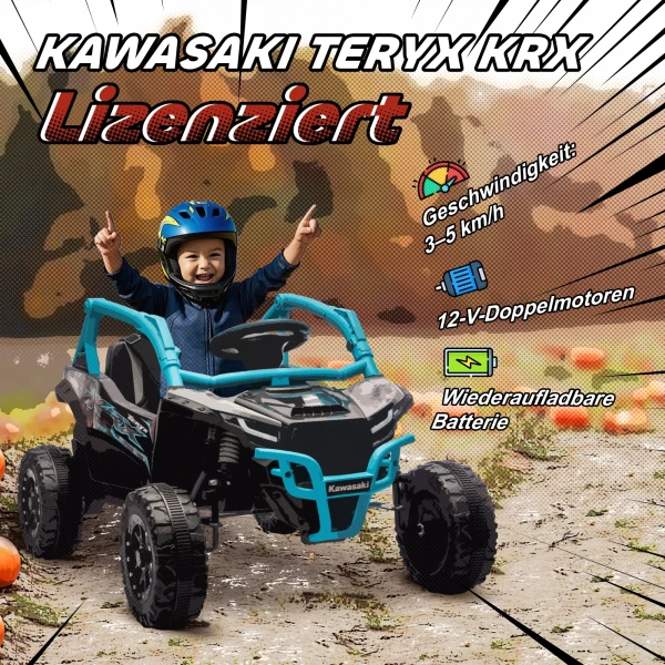 12V Elektrisch Terreinvoertuig Voor Kinderen, Afstandsbediening, LED Lichten, Muziek, Toeter, Voor Kinderen Van 3 8 Jaar, Blauw