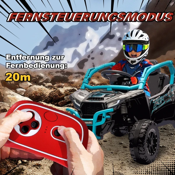 12V Elektrisch Terreinvoertuig Voor Kinderen, Afstandsbediening, LED Lichten, Muziek, Toeter, Voor Kinderen Van 3 8 Jaar, Blauw