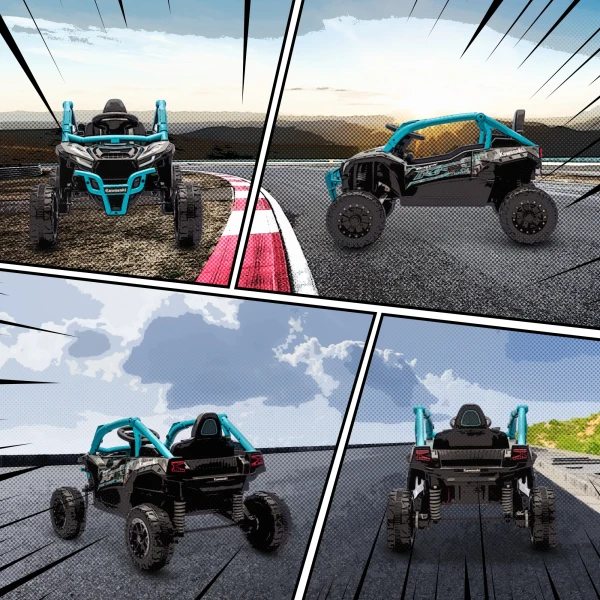 12V Elektrisch Terreinvoertuig Voor Kinderen, Afstandsbediening, LED Lichten, Muziek, Toeter, Voor Kinderen Van 3 8 Jaar, Blauw