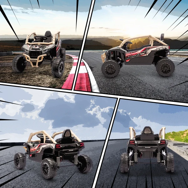 12V Elektrisch Terreinvoertuig Voor Kinderen, Afstandsbediening, LED Lichten, Muziek, Toeter, Voor Kinderen Van 3 8 Jaar, Geel