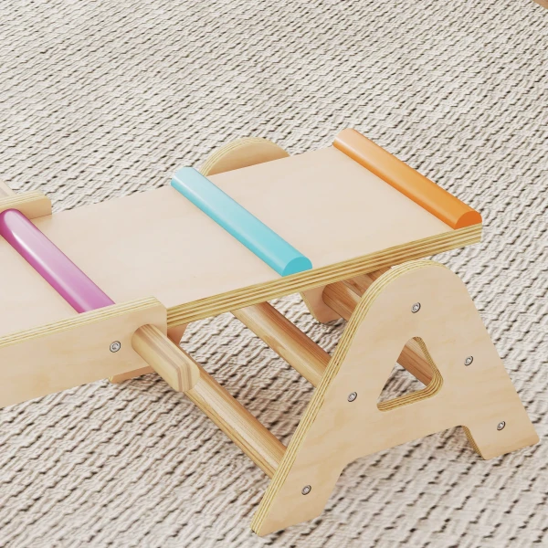 2 In 1 Balance Wip Kinderen, Zwevende Balk Van Hout, Tuin Schommelwip, Balance Board 133 X 38 X 24 Cm