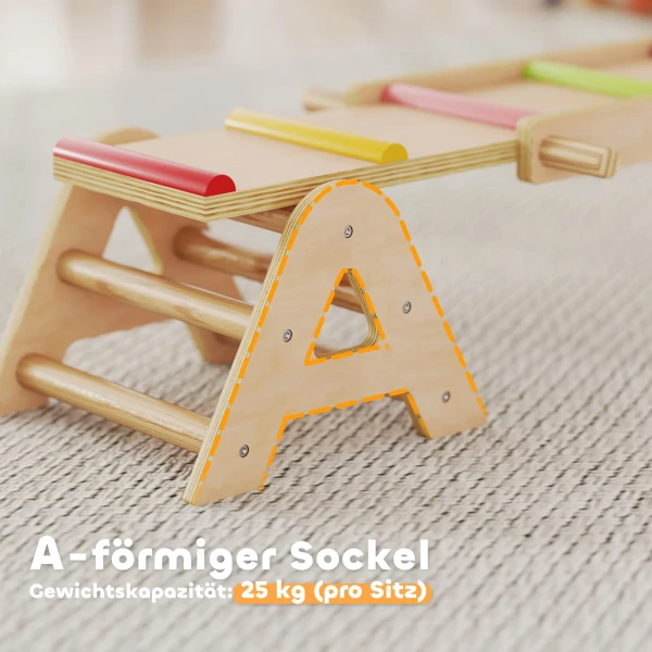 2 In 1 Balance Wip Kinderen, Zwevende Balk Van Hout, Tuin Schommelwip, Balance Board 133 X 38 X 24 Cm