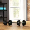 2 in 1 Dumbbell Set, Lange & Korte Dumbbell, 25 Kg, Antislip, Vloerbeschermend, Zwart/Groen