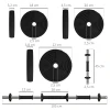 2 in 1 Dumbbell Set, Lange & Korte Dumbbell, 25 Kg, Antislip, Vloerbeschermend, Zwart/Groen