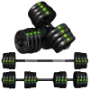 2 in 1 Dumbbell Set, Lange & Korte Dumbbell, 30 Kg, Antislip, Vloervriendelijk, Zwart/Groen