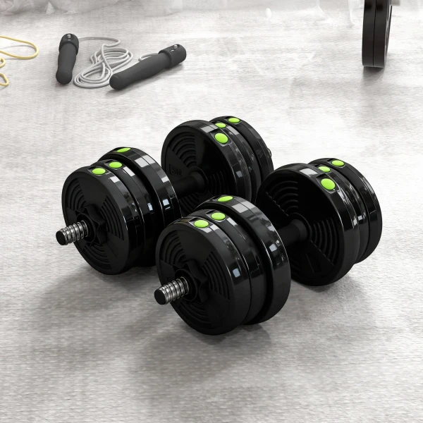 2 in 1 Halterset, Lange & Korthalter, 20 Kg, Antislip, Vloervriendelijk, Zwart/Groen