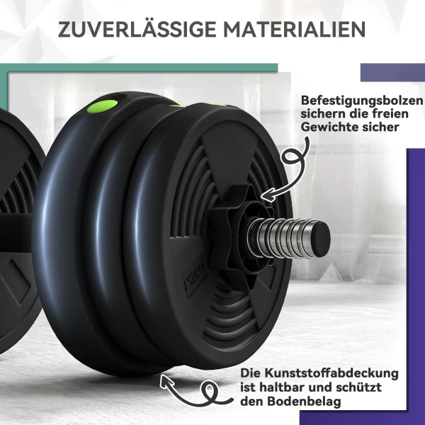 2 in 1 Halterset, Lange & Korthalter, 20 Kg, Antislip, Vloervriendelijk, Zwart/Groen